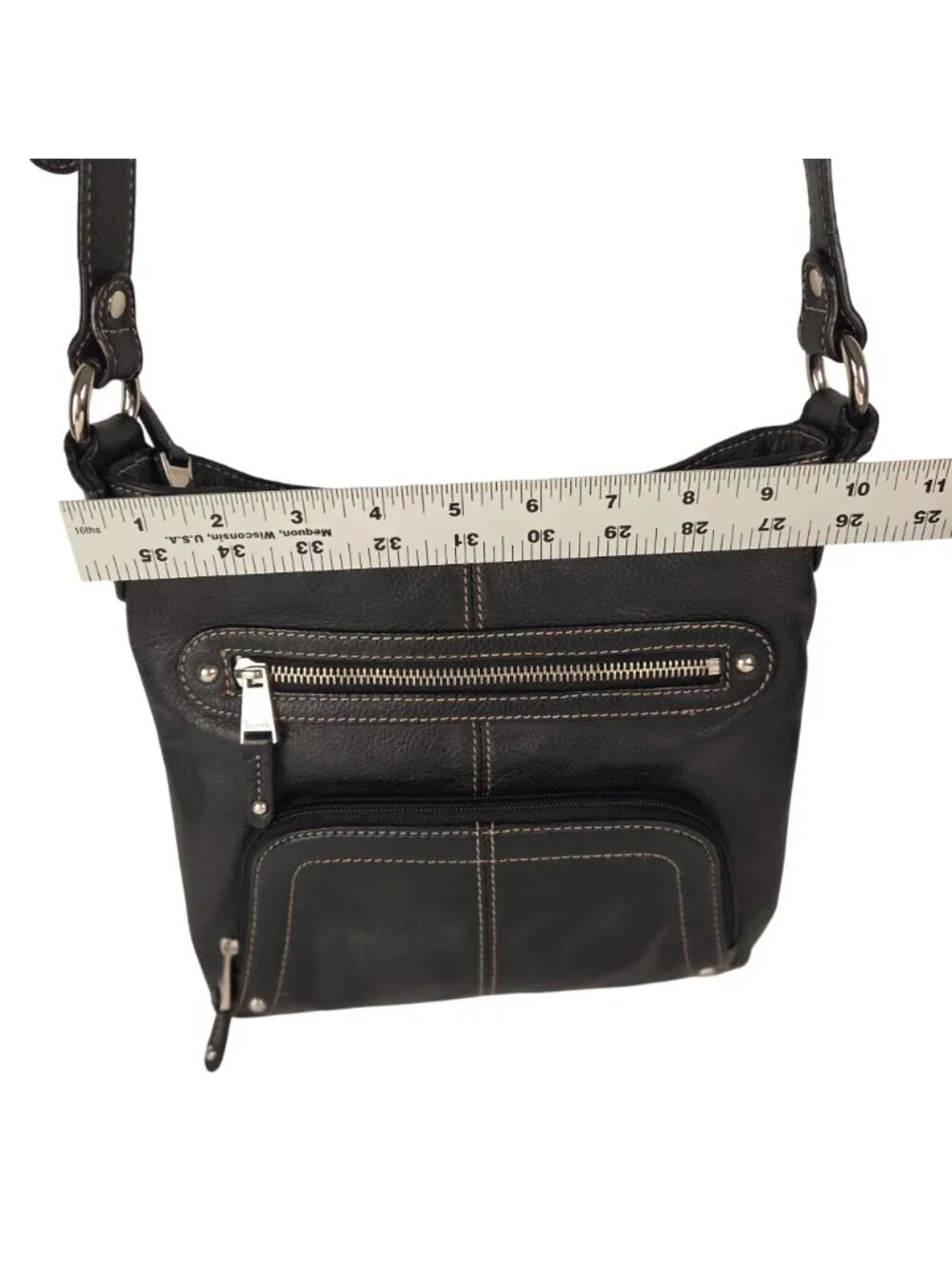 Tignanello Multi Pocket Organizer Crosssbody Bag Black Leather 10